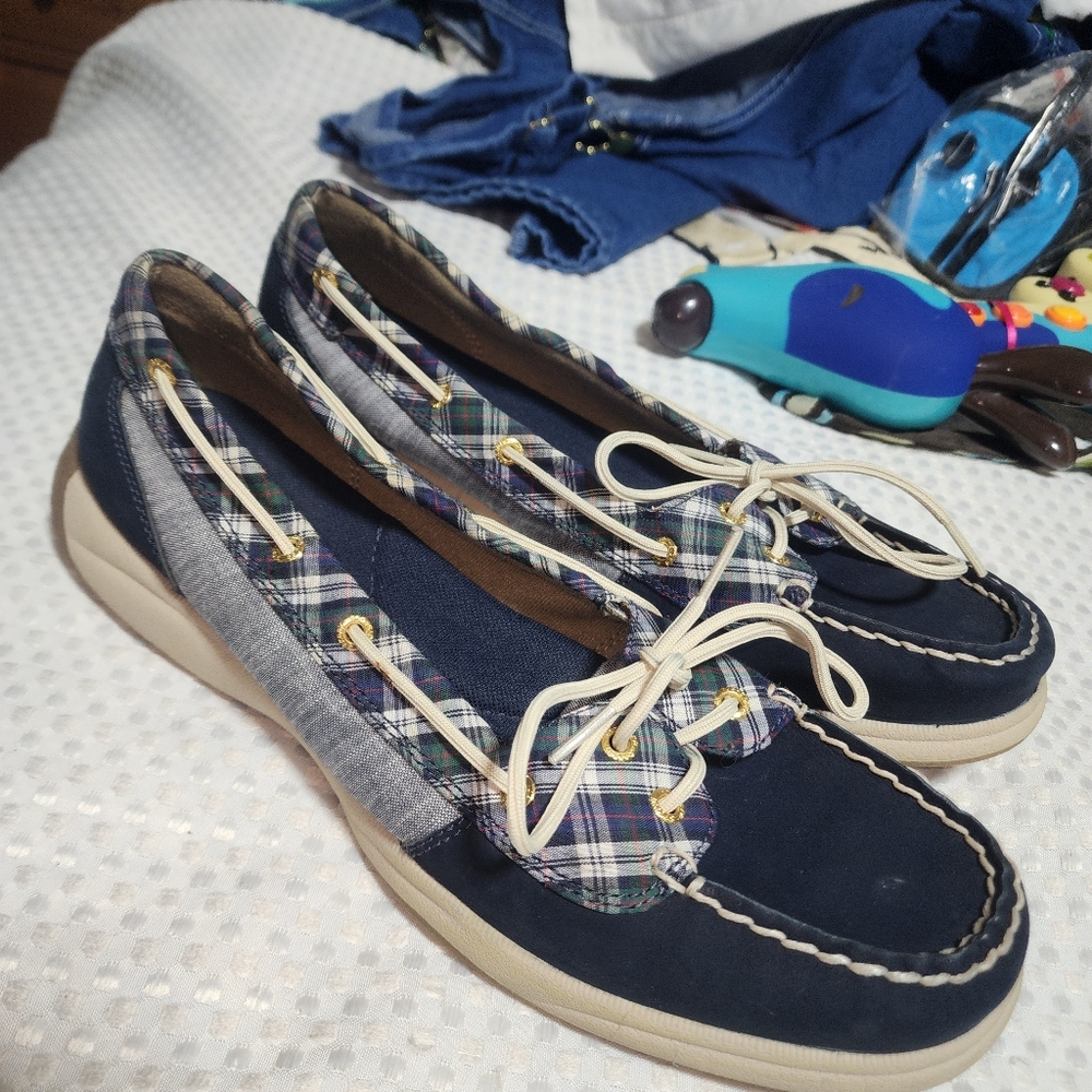 SPERRY EUC WOMENS SZ 12M TOPSIDERS SLIPON BOAT STYLE SHOES